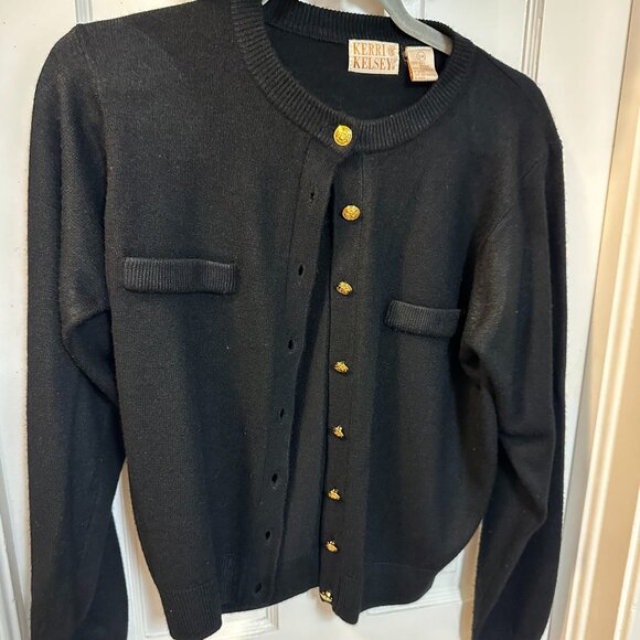 Kerri & Kelsey Tops - Kerri & Kelsey VINTAGE Black Cardigan with Gold Buttons-Size Small